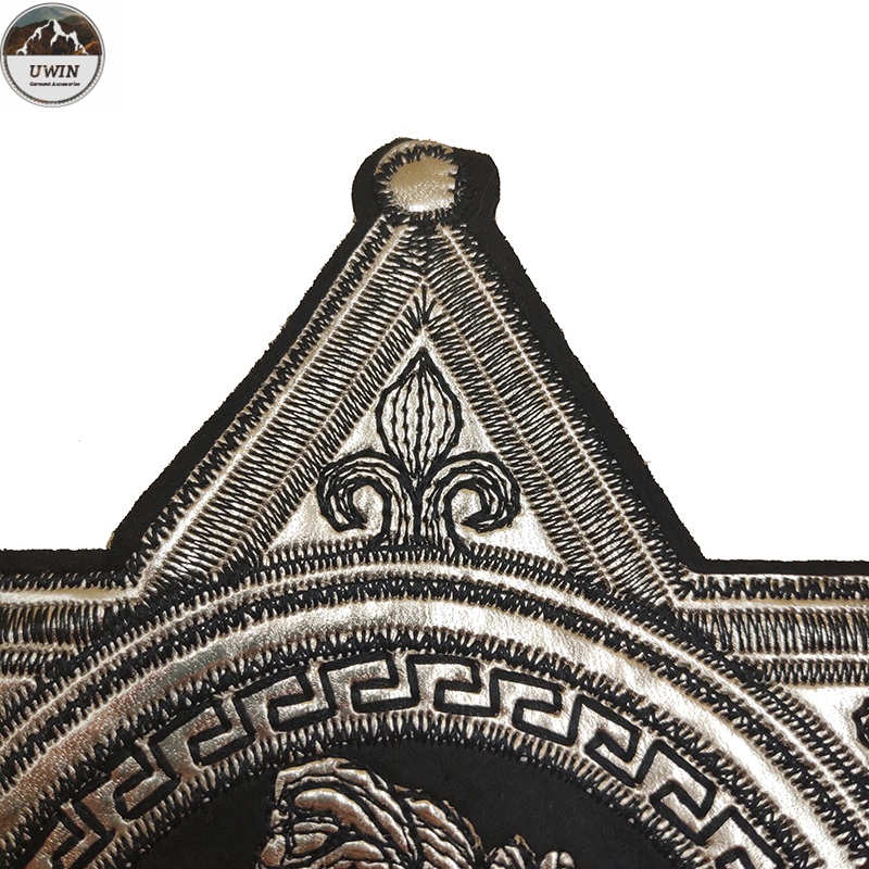 Sew On Custom Embossed Leather Patches / Custom Made Logo Patches 21*20CM Size