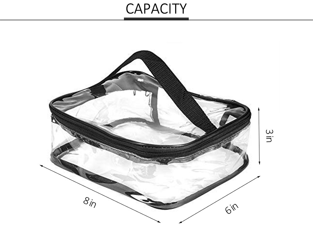 Waterproof Transparent PVC Train Case Organizer Makeup Pouch with Top Handle