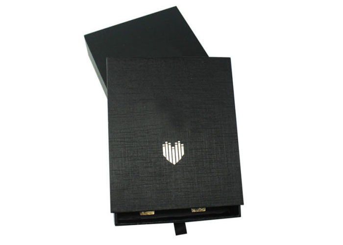 Drawer Type Custom Printed Gift Boxes Black Color Gloss / Matte Lamination