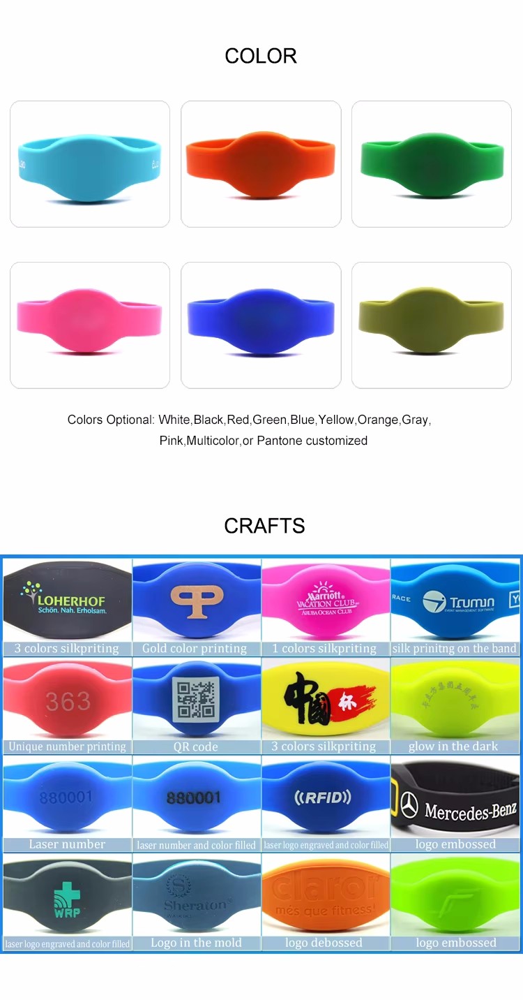 Flexible 13.56 Mhz RFID Wristband Programmable RFID Bracelet Weatherproof