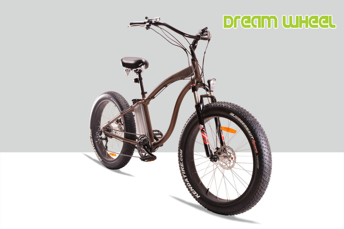 48V 500W Electric Beach Cruiser Bikes , 26" x 4.0 Fat Tire Beach Cruiser Electric Bike