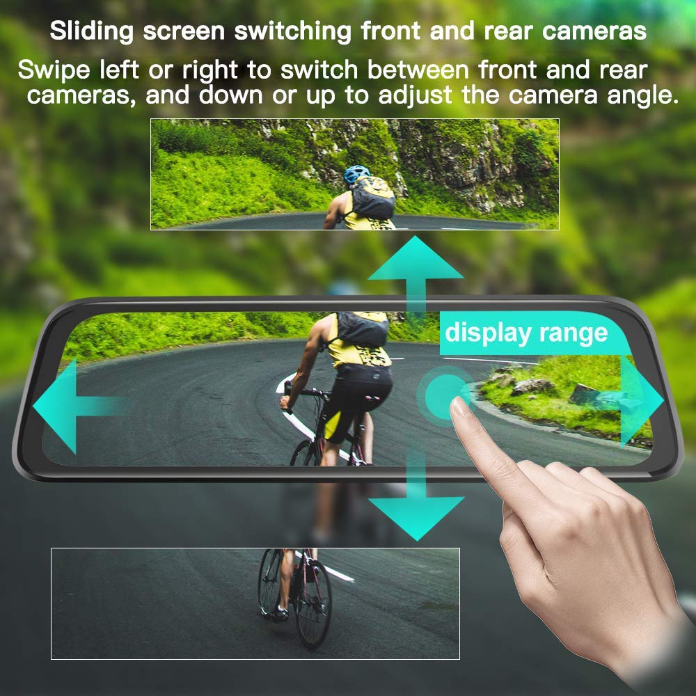 Mirror Dual Backup 9.66 Inch HD 1080P Car DVR Dash Cam Touch Screen