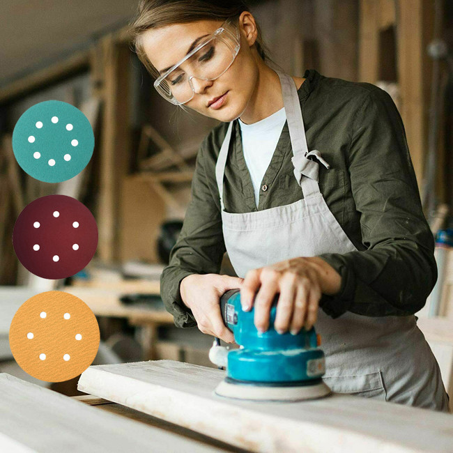 5 Inch 8 Hole Hook And Loop Adhesive Sanding Discs Sandpaper Orbital Sander