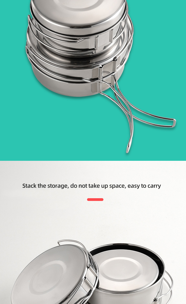 Stainless Steel Material Outdoor Cookware Set For Camping