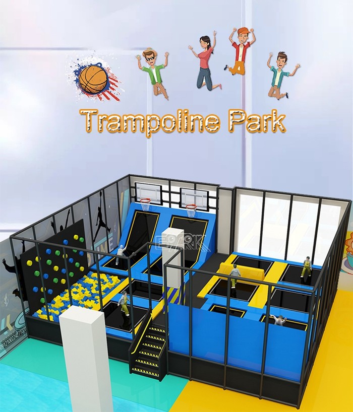 Indoor Slide Amusement Park Trampolin Park Kid Indoor Trampoline With Foam Pit