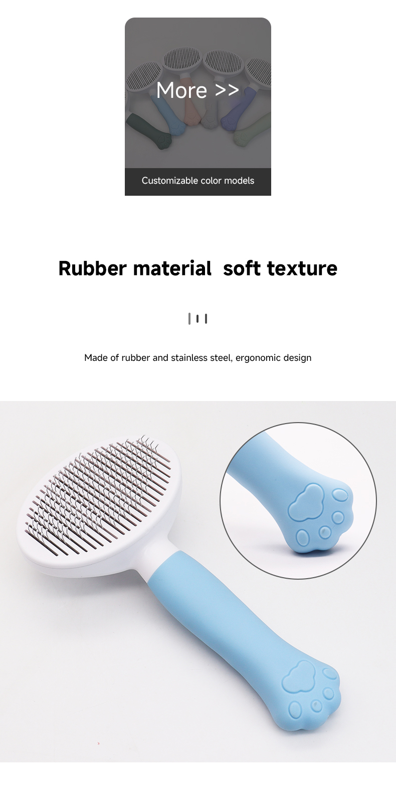 Grooming Pet Comb Brush Cat Paw Pet Hair Remover Stainless Steel Brushes Dog Cats