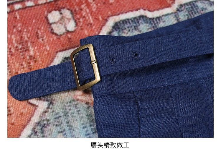 Breathable Men's Linen Shorts High Waist Loose Curled Casual Summer Quarter Pants Trousers