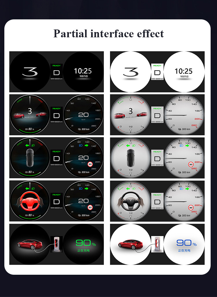12.3 Inch Screen Dashboard Tesla Model 3 Model Y 1920*720 Black