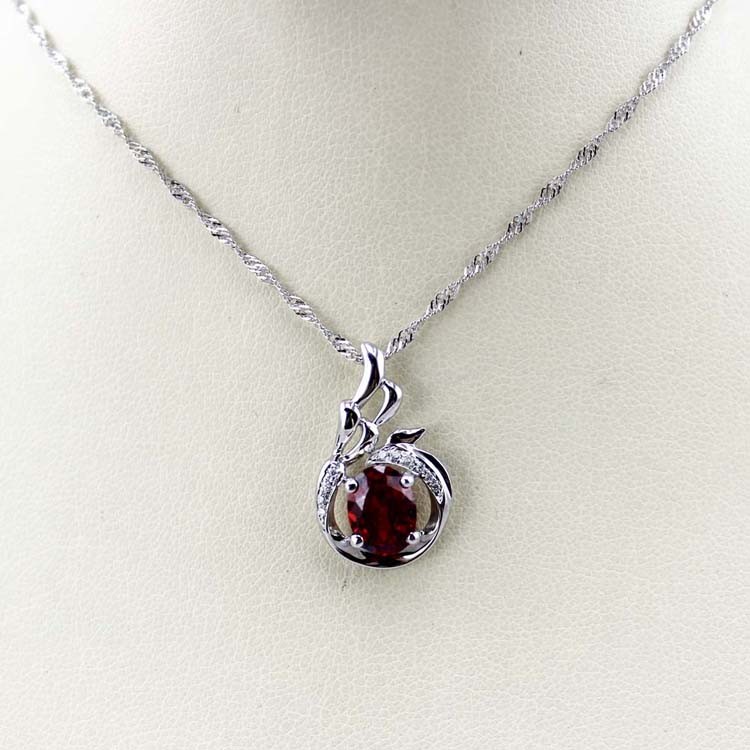 925 Silver Pendant with 6x8mm Oval Green and Clear Cubic Zircon Pendant (PSJ0401)