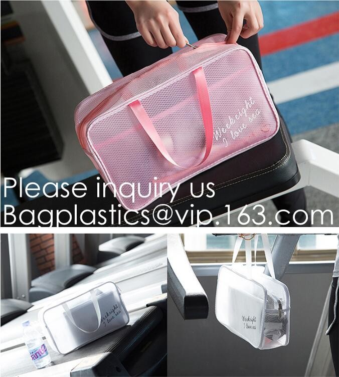 Clear Zipper Pouch with Strap Makeup Bag PVC Cosmetic Pouch,Printing Clear k Cosmetic PVC Pouch, bagease, bagplast