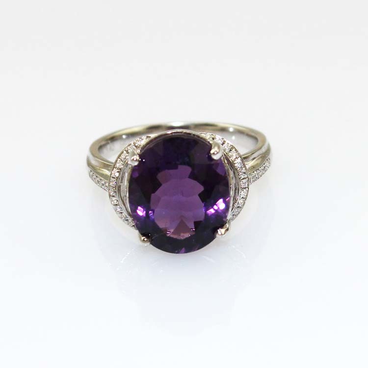 925 Silve 10mmx12mm Blue Topaz Cubic Zircon Gemstone Ring (R139)