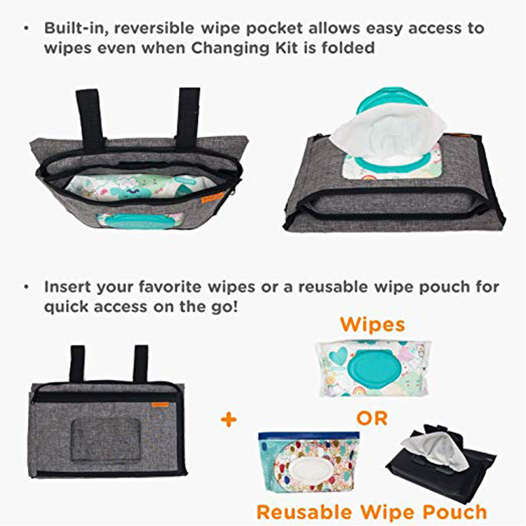 Reusable Baby Wet Bag Front Wipe Pocket Head Cushion Hugh Space For Essentials