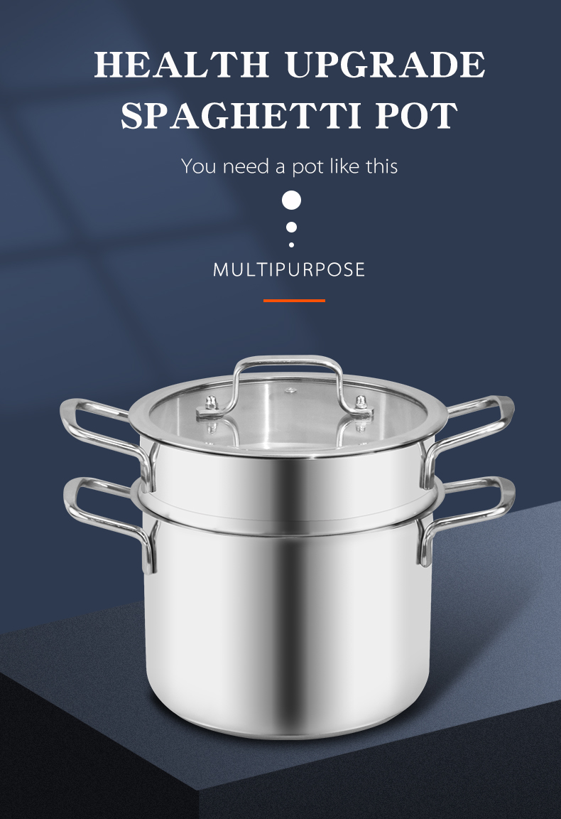 Home Cooking Stackable Steamer Pot Stainless Steel 22cm Soup Stock Pot