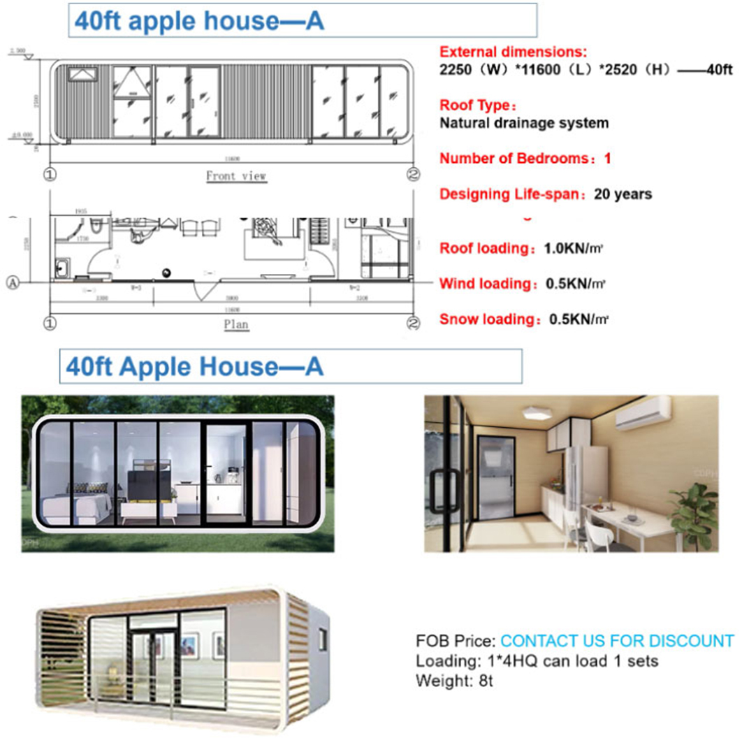 Outdoor Modern Popular Prefab House Tiny House for Hotel / Residential Hostel / Farm