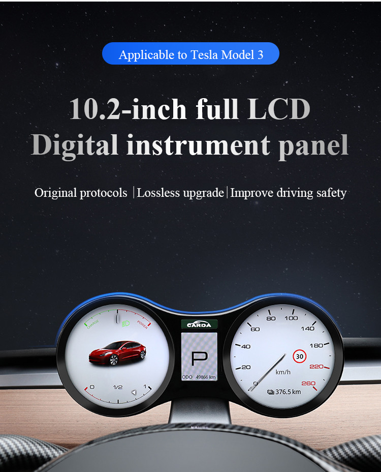 12.3 Inch Screen Dashboard Tesla Model 3 Model Y 1920*720 Black