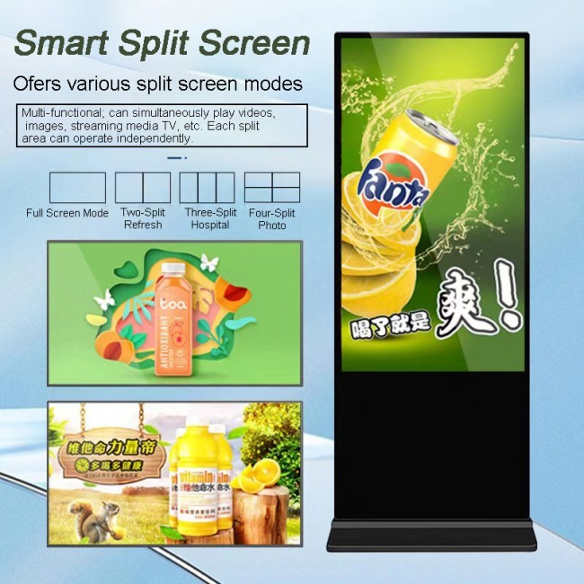 ZXTLCD Advertising Device Floor Stand Kiosk Totem , 4K Ultra HD LCD Advertising Display