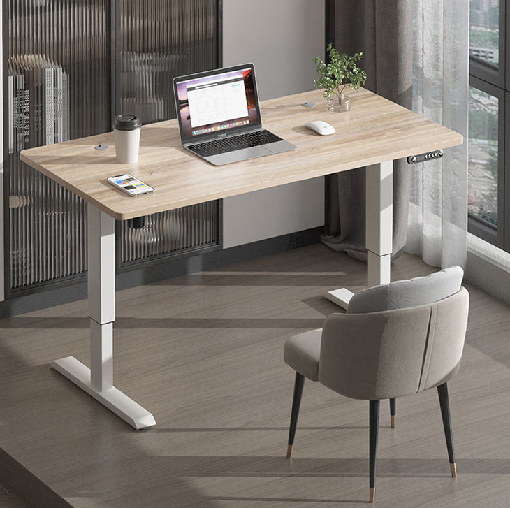 80 kgs Walnut Wooden Home Office Workstation Computer Sit Stand Table with Up/Down and Memory Setting Operation Panel
