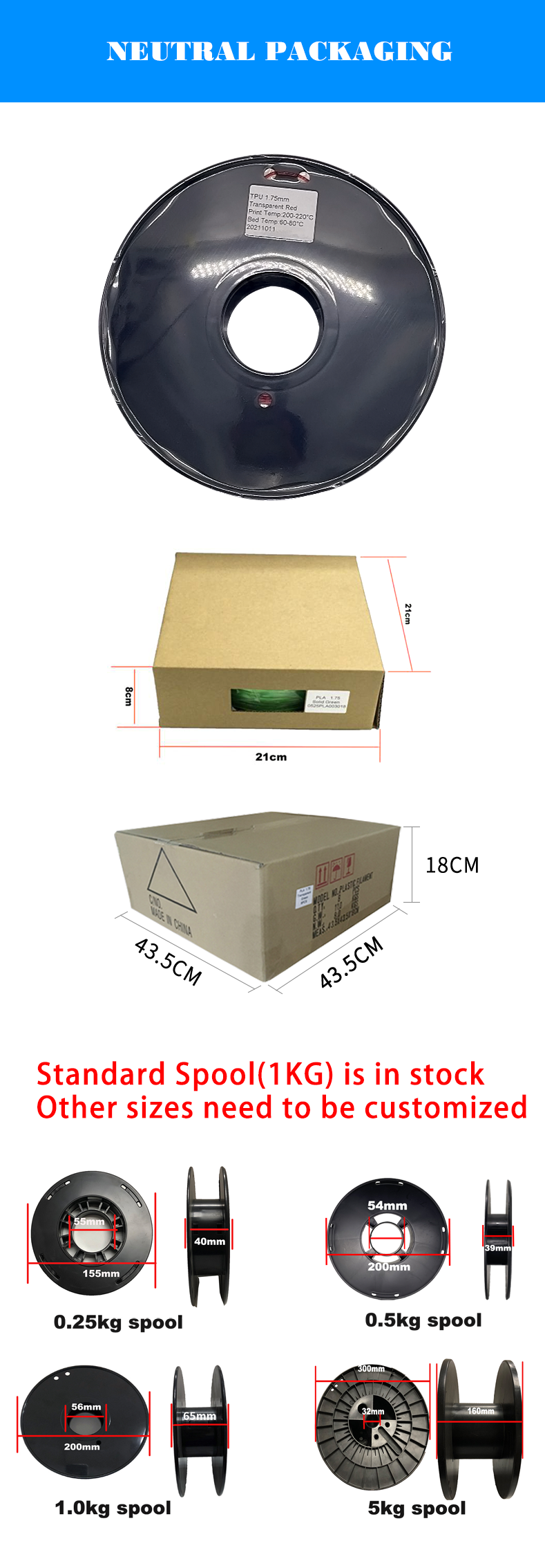 1.75mm 3d Printer Filament ABS PLA 3d Printer Filament Supplier 1KG 5KG for 3d Printing