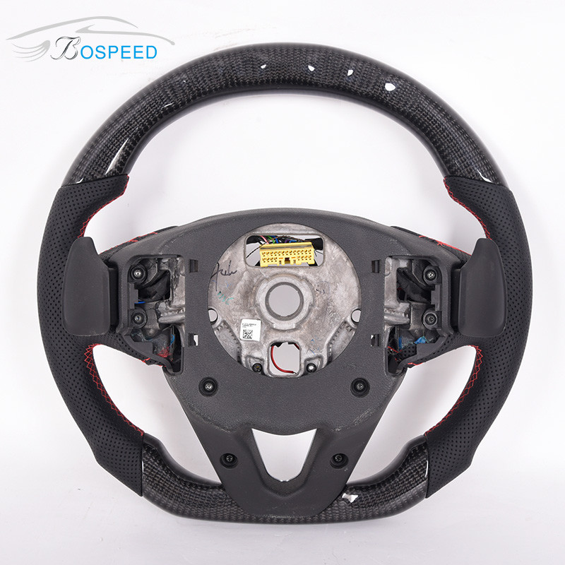 Custom LED Leather Ct6 Steering Wheel Sports Cadillac White Stitch