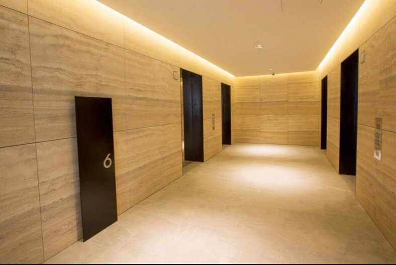Brothers Stone Beige Travertine Wood Vein Marble Stone Slab High Polished Degree