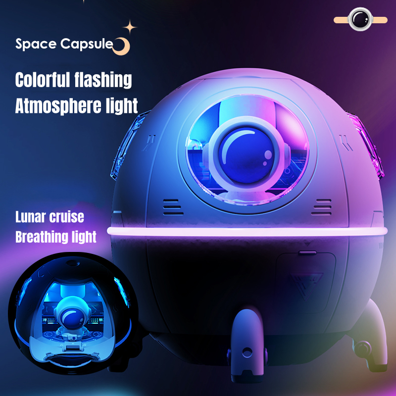Wholesale Cute Design Space Capsule Humidifier USB Rechargeable Mini Portable Ultrasonic Air Humidifier With Led Light