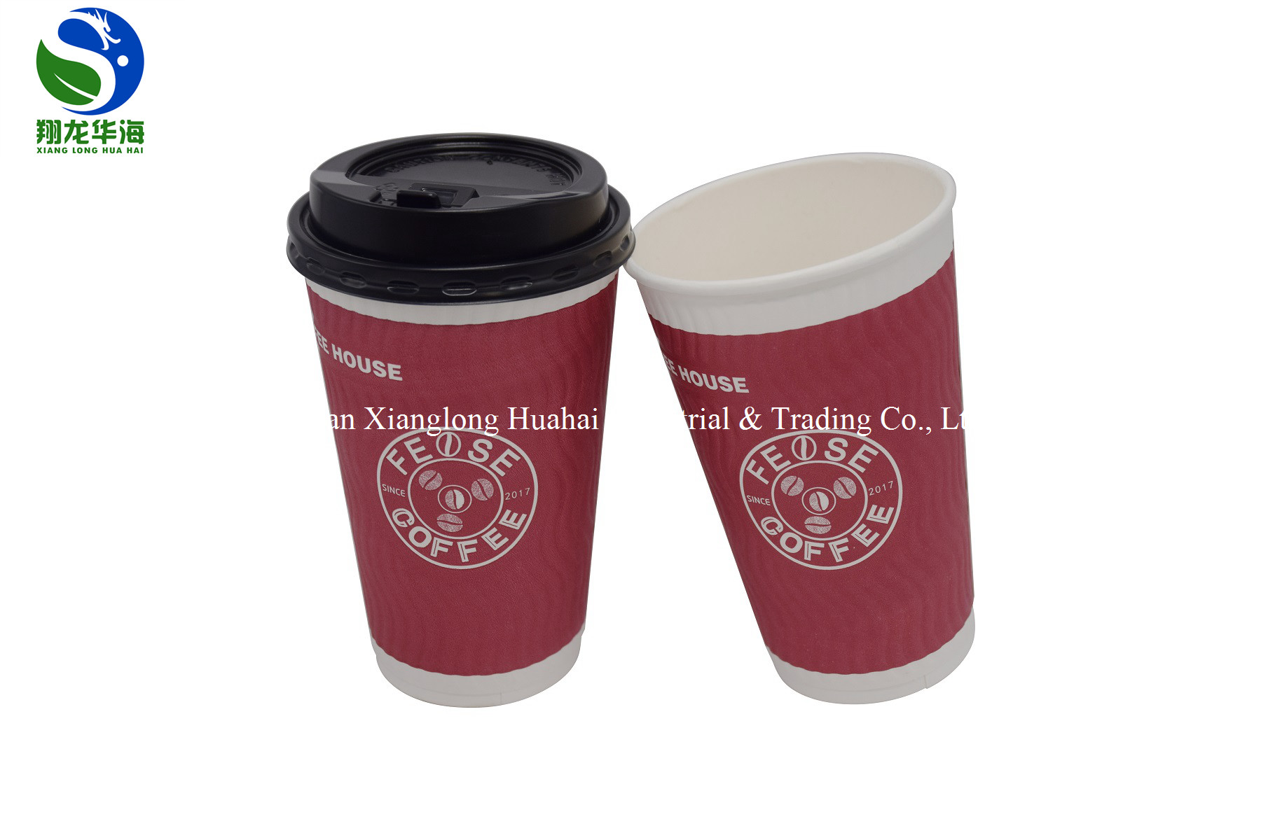 16oz Disposable Hot Liquid Paper Cups Leakproof Colorful Embossed Surface