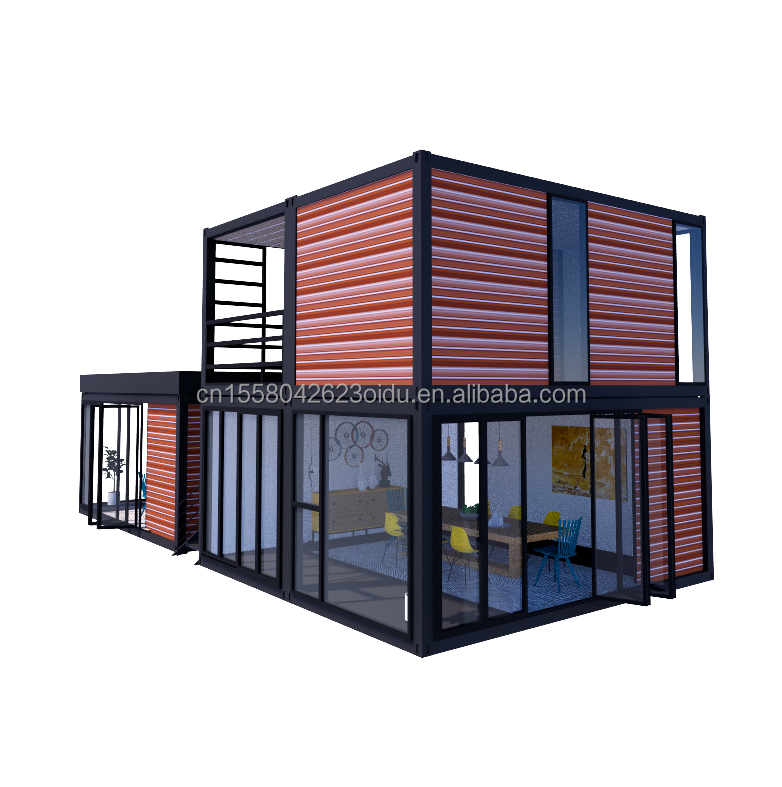 40ft 20ft Deluxe Bedroom Large Glass Studio Movable Wood House Wall 50/75/100mm Wave Sandwich Panel Customized Color Hotels