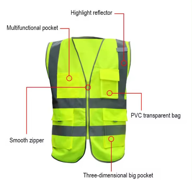 Reflective Vest Safety Vest Jacket Strip Personal Security Construction High Visibility Work Safety Reflective Clothing