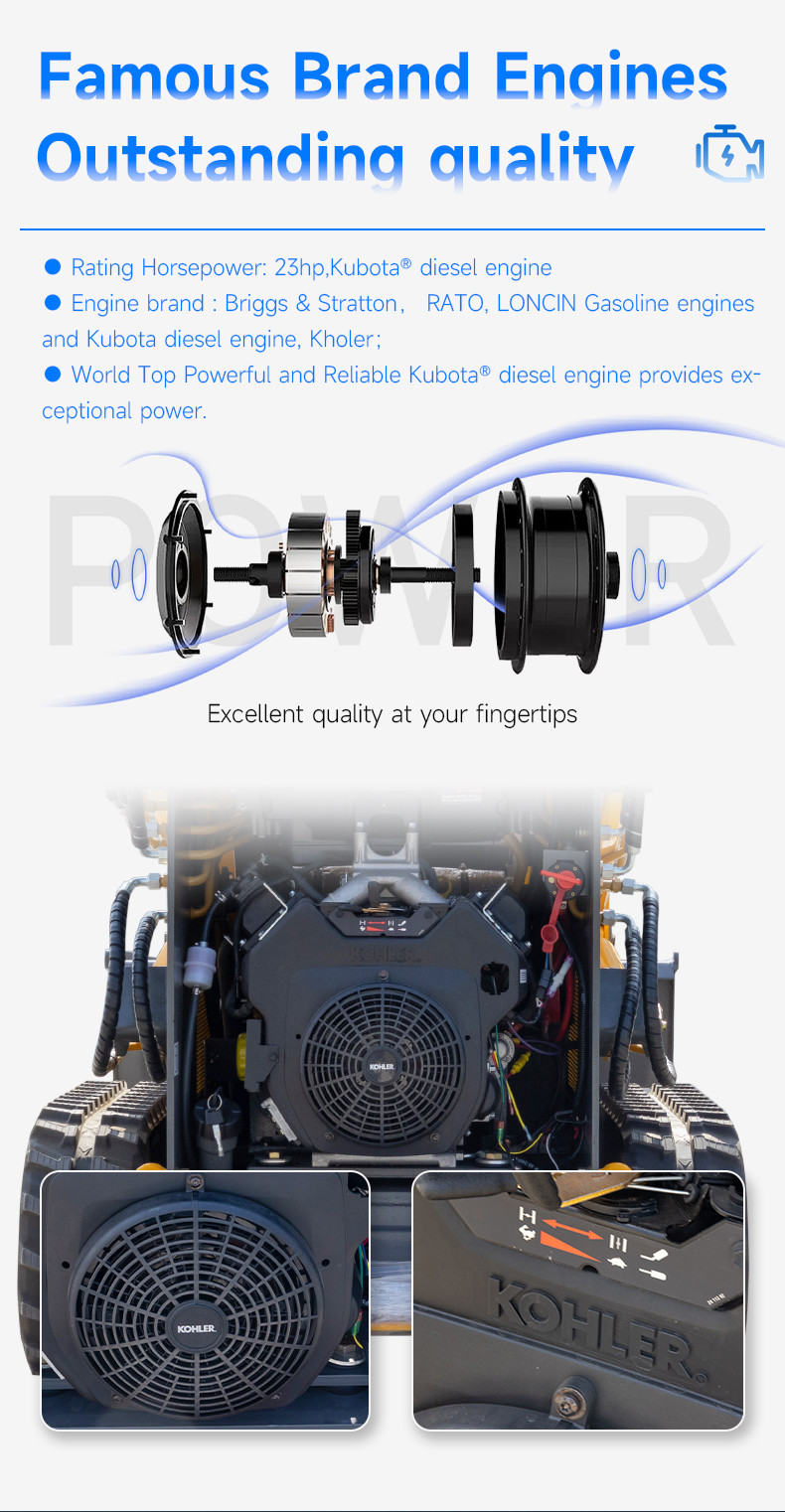 HTS430 Hydraulic Mini Skid Steer Loader brand Engine Small Crawler Loader