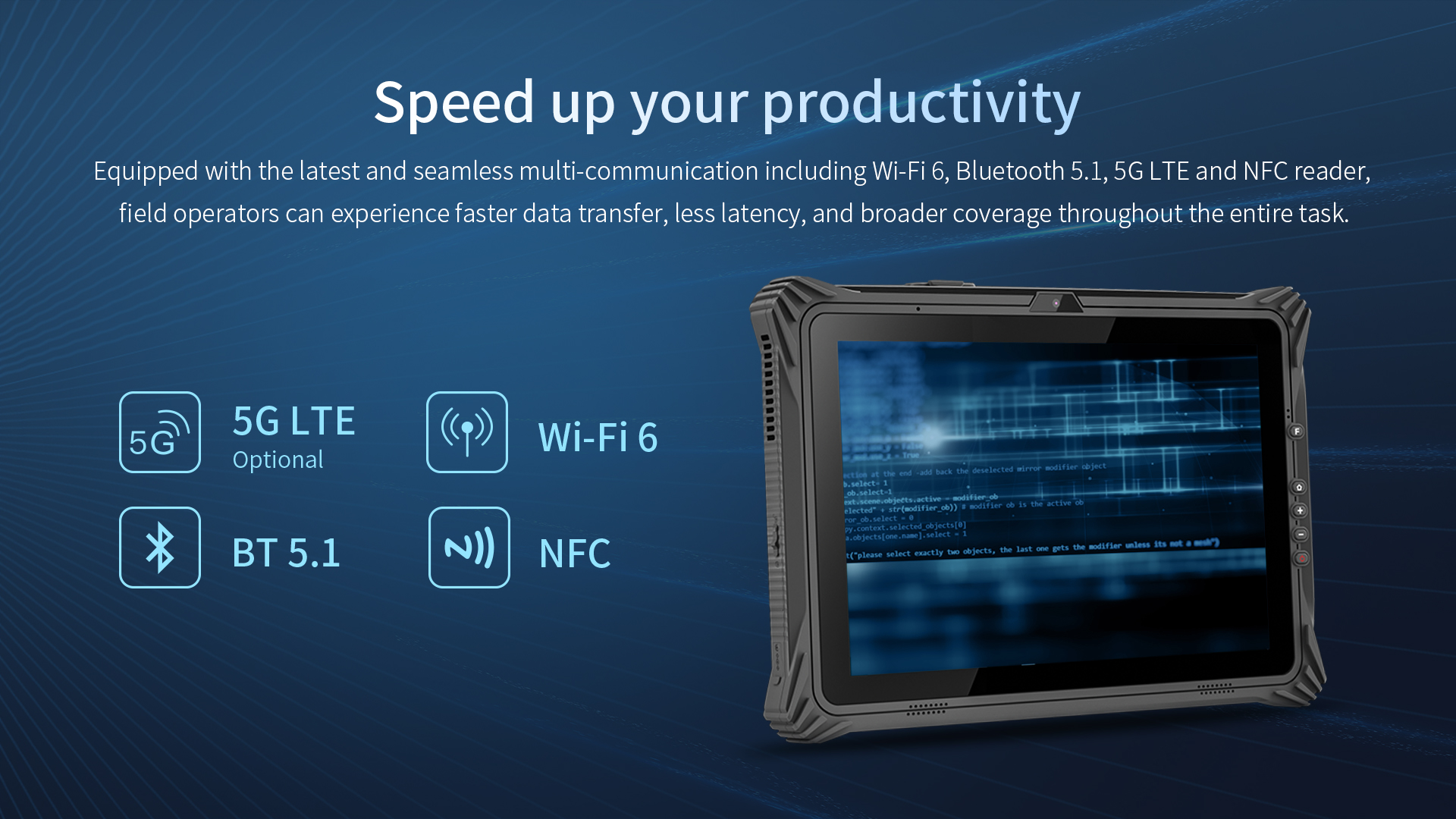 12 Inch Rugged Tablets Windows 11 With I7 CPU IP65 Waterproof 5G Connectivity
