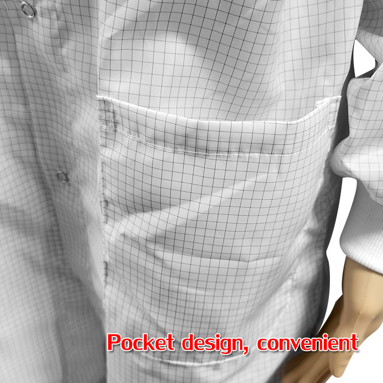 Anti Static White 5mm Grid ESD Smock For Cleanroom