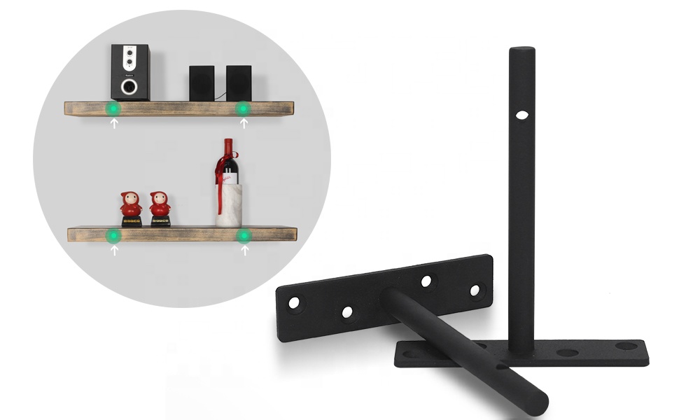 6-Inch Metal Steel Bracket Heavy-Duty Floating Shelf Bracket for White Floating Shelf