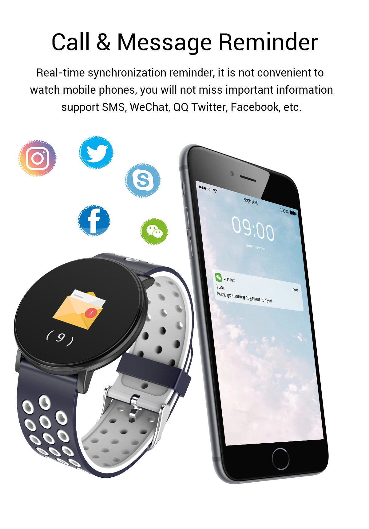Ip67 Waterproof Wallpaper Smartwatch Call Reminder For Swimming Multi Color Band