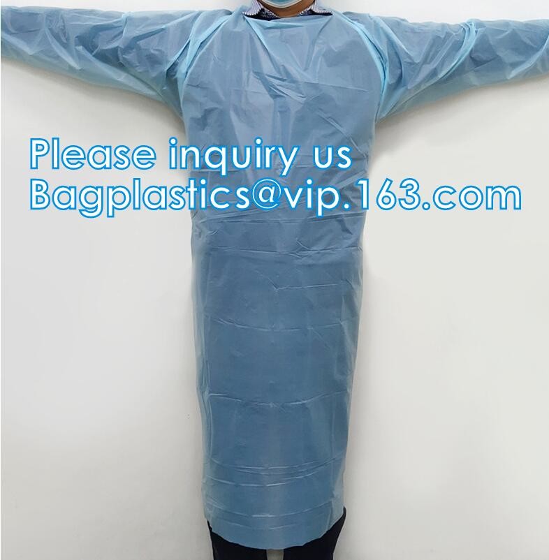 Disposable surgical cpe gown Disposable CPE gown with thumb hook isolation gown disposable pe/cpe surgical blue plastic