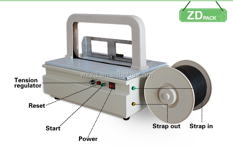 Mini Power Table Strapping Machine Semi Automatic Plastic Tray Table Top Banding Machine