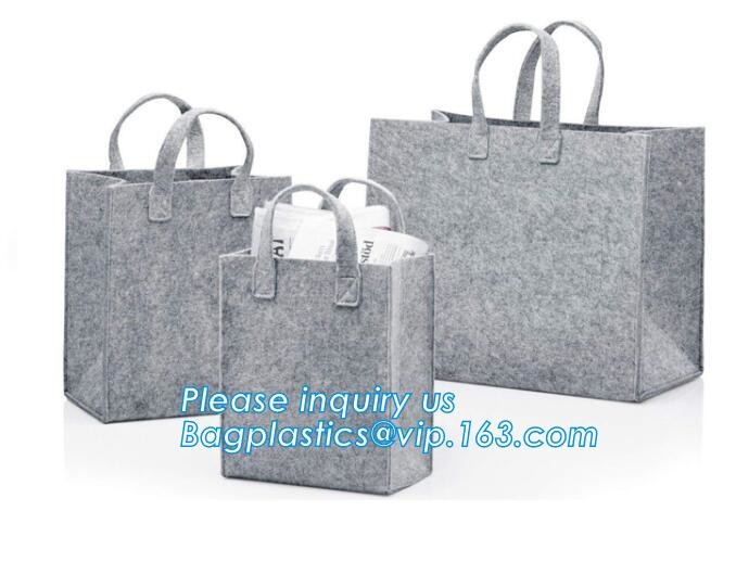 Eco-Friendly Grey Reusable Felt Grocery Shopping Handbag Tot Bag For Women Men,Mesh bags,Shopping bags, Drawstring bags,