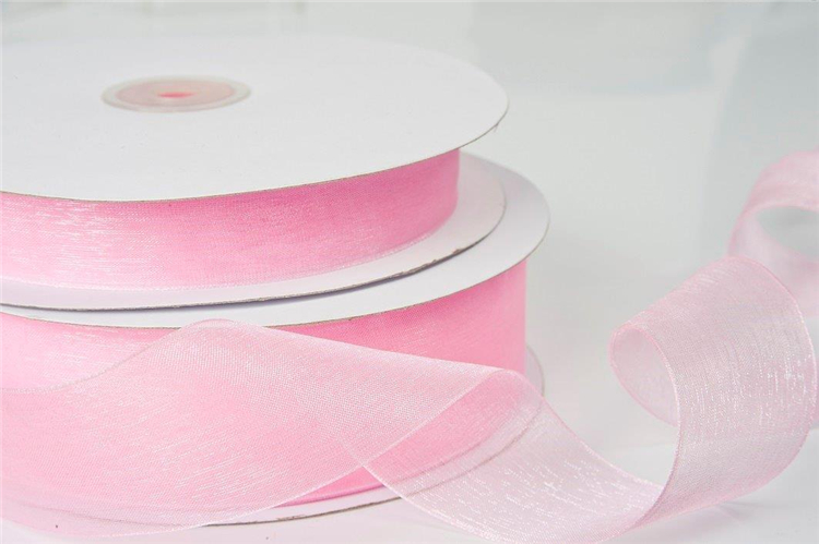 100% Polyester 38mm Organza Ribbon , Eco Frindly Satin And Organza Ribbon