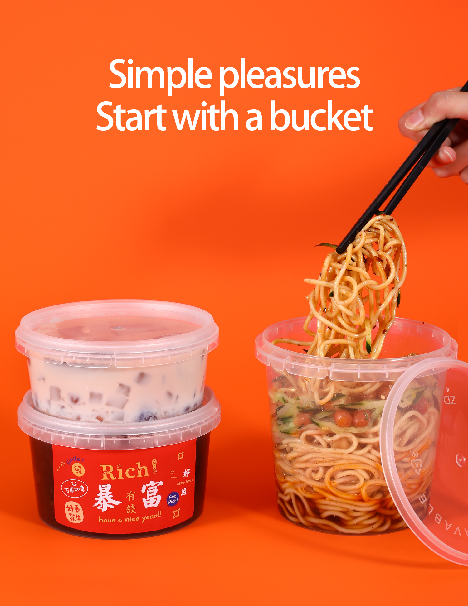 Plastic Food Storage Buckets With Lids 300ml 500ml 1L 2L Food Grade Transparent Bucket For Fruit