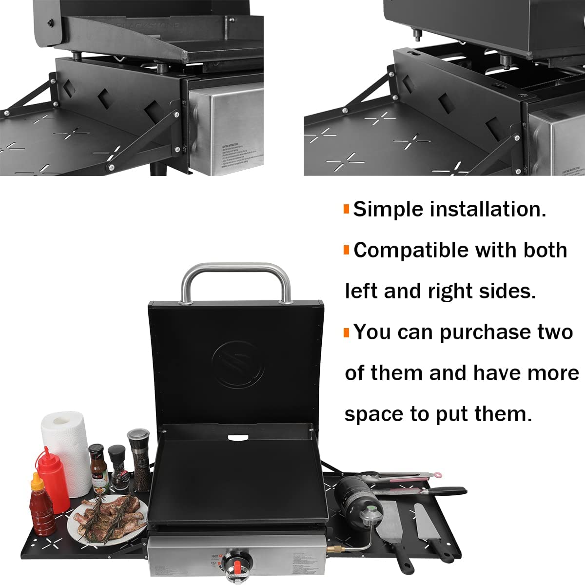 Griddle Side Shelf Tray for Blackstone 17"/ 22"/ 28" Side Grill Caddy Rack Storage Tray with Paper Towel Holder