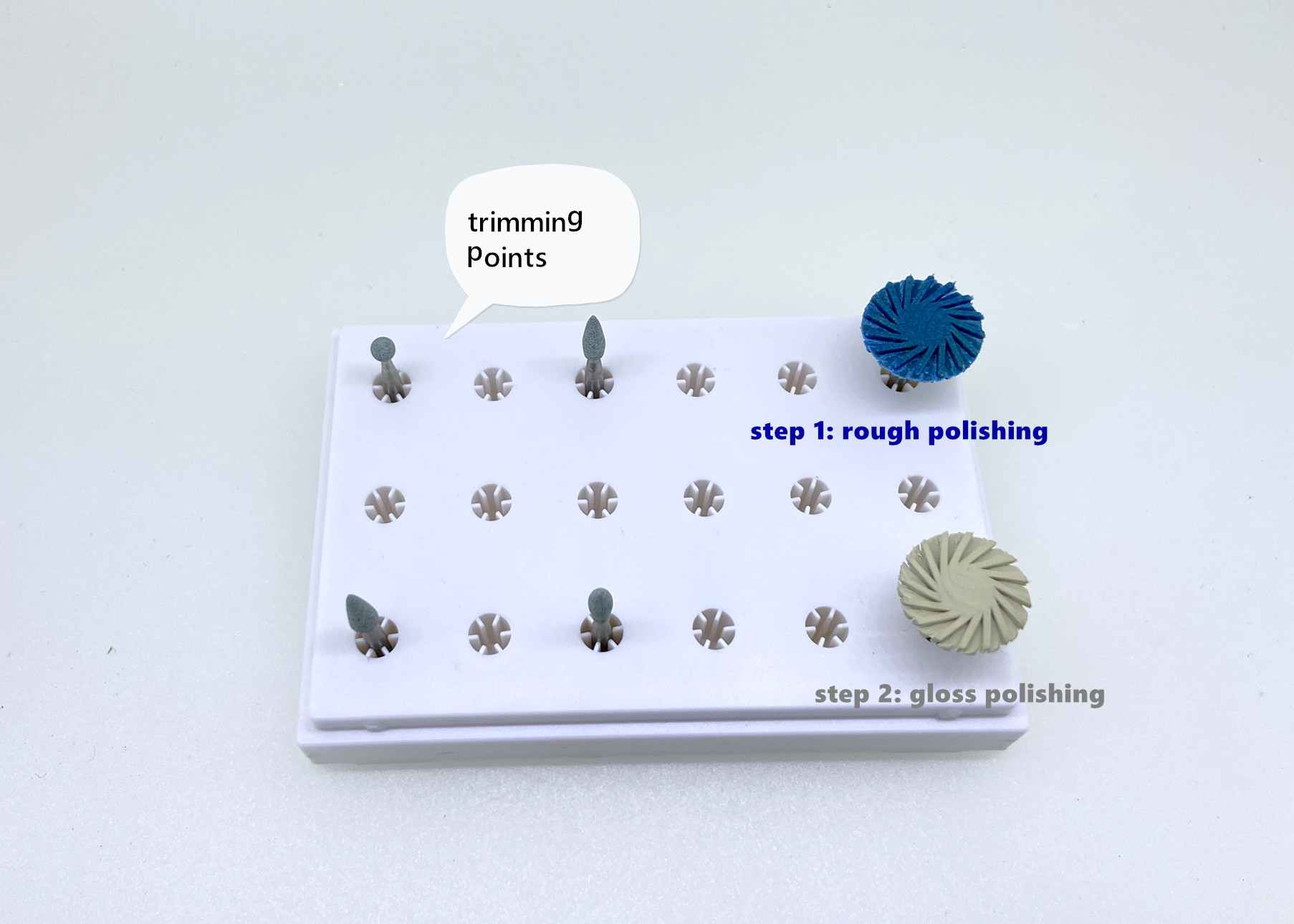 Abrasive Dental Polishing Kit / Diamond Finishing Bur RA Shank 10mm Diameter