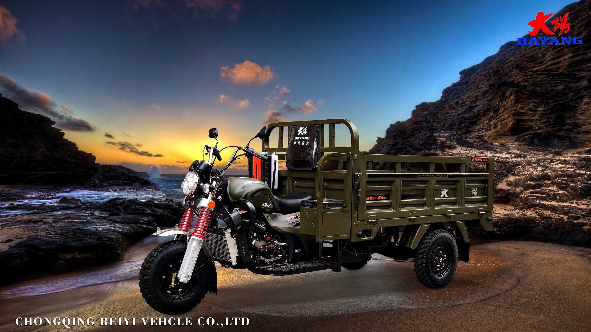 DAYANG Motorized Tricycle Cargo Tricycle Three Wheel Motorcycle with 12V Battery System