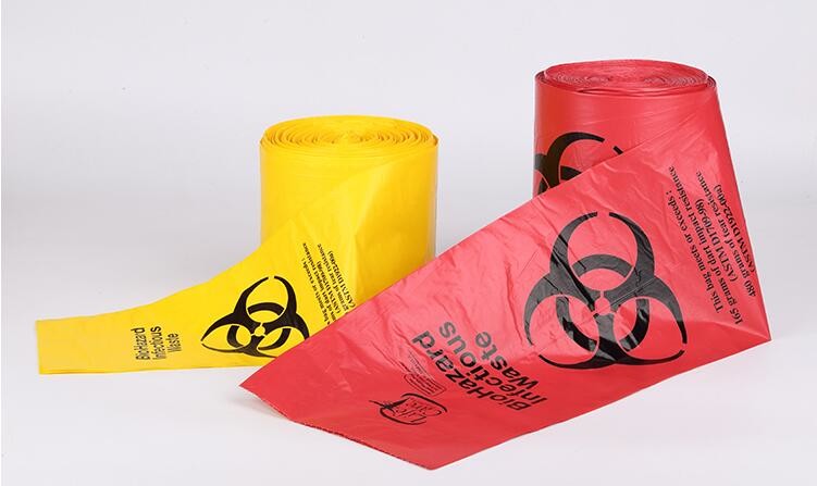 Laboratory Medical biohazard lab plastic specimen transport bag with double pouches, embossed reclosable biohazard speci