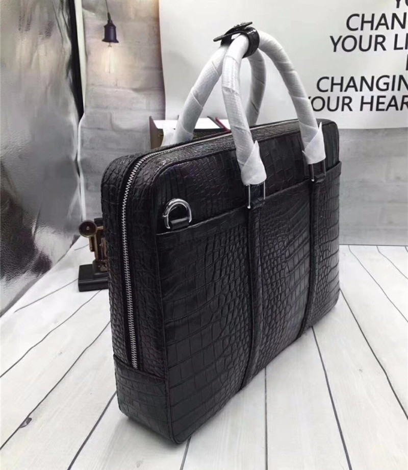 Business Style Genuine Crocodile Belly Skin Men's Working Bag Briefcase Exotic Real Alligator Leather Male Large Handbag