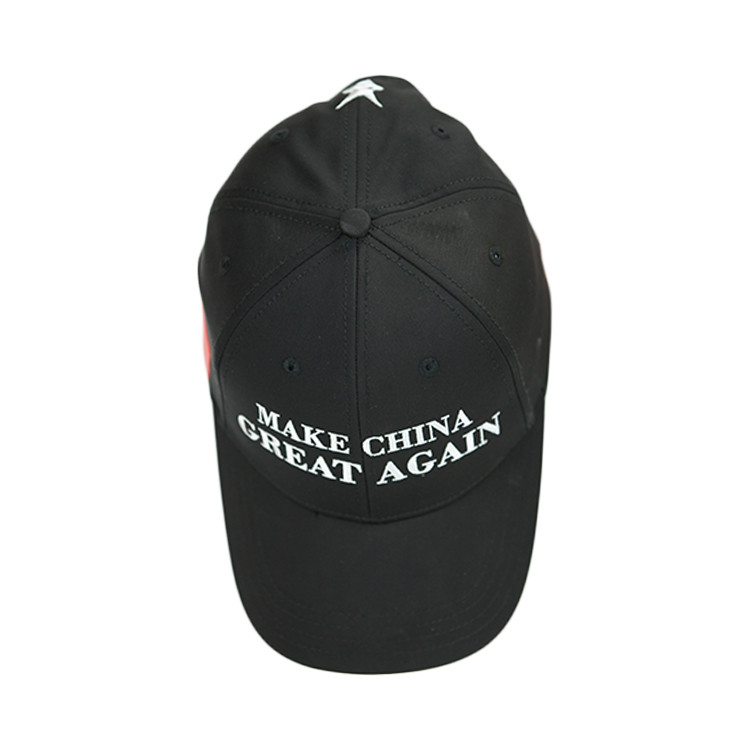 Metal Buckle Text Embroidered Baseball Caps / Black 6 Panel Baseball Caps