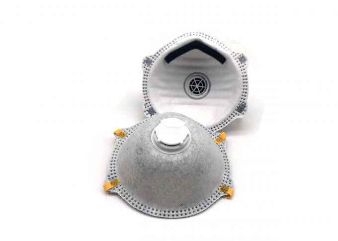 Comfortable Valved Dust Mask Conical Shape FFP2 Carbon Mask White Color CE Approved