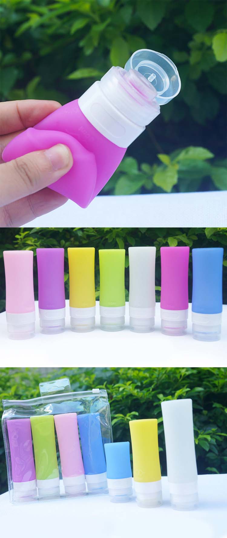 Odorless 38ml 60ml 80ml Silicone Travel Shampoo Bottles