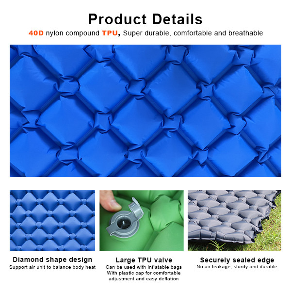 Compact Outdoor Sleeping Pad 5cm Inflatable Sleeping Pad Camping Bed Pad