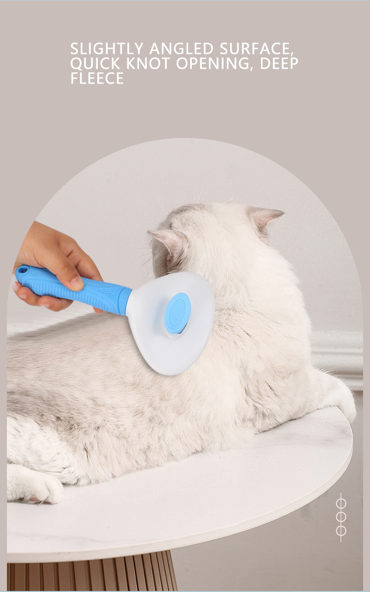 Pet Hair Remover Comb Gray Dog Grooming Brush Self Cleaning Slicker Portable Custom Logo