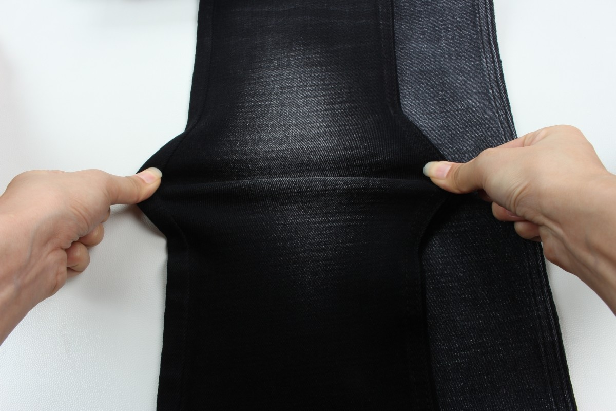 11.2 Oz Black And Black Backside Crosshatch Slub Denim Fabric