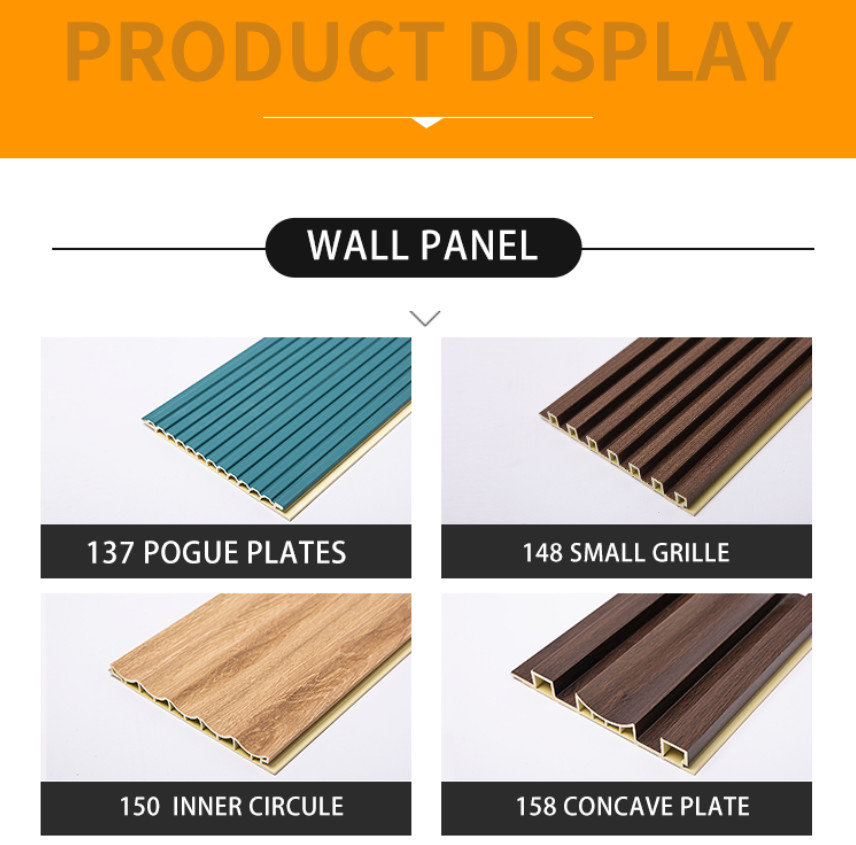 Interior Decoration Classic WPC Fluted Wall Board Coating Black Wood Grain Grille Indoor Great Wall Panel